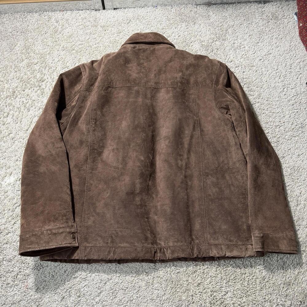 VTG Columbia Mens Suede Leather Barn Chore Jacket Sherpa Lined XXL Brown Zip - Picture 13 of 13